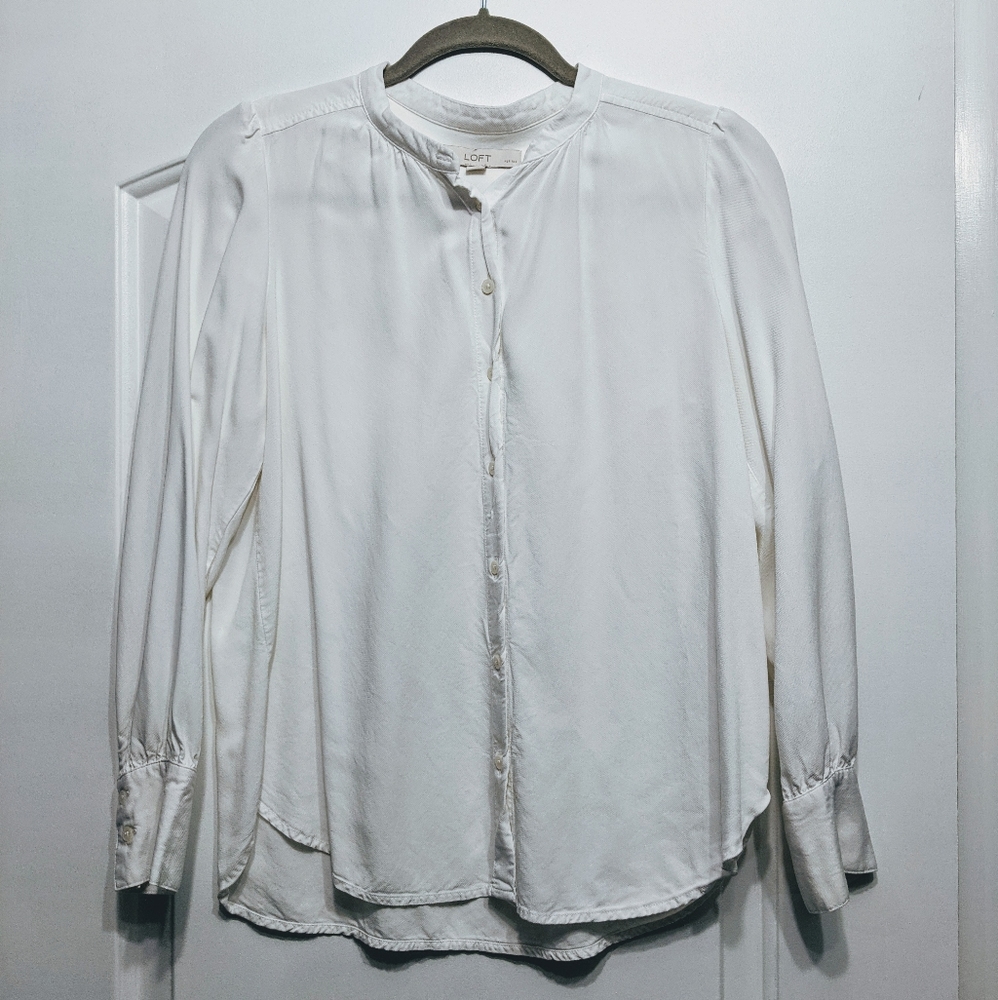 Loft Collarless Button Down Blouse - image 2